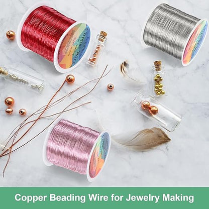 0.2mm Jewelry Wire, 32 Gauge 328FT Craft Wire Copper Beading Wire for Jewelry Making/Planting/Weaving/DIY Crafting, Soft Metal Wires [100M, Light Golden]