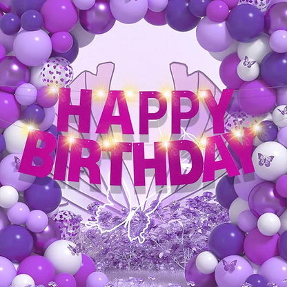DIY Customizable Banner Letter Banners Party Supplies for Mermaid Party（Glitter Purple）