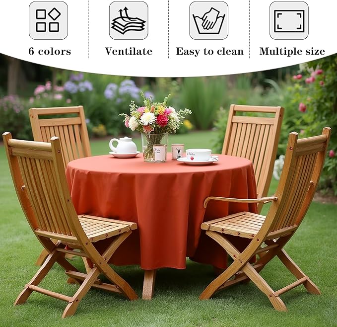 Fitable 6 Pack Rust Round Table Clothes - 90 Inches in Diameter - Stain Resistant and Washable Fall Tablecloths, Polyester Fabric Table Covers for Wedding, Party, Banquet, Gathering