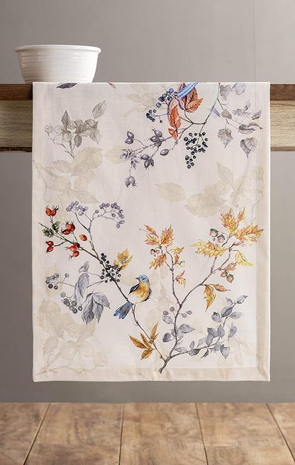 Maison d' Hermine Table Runner 100% Cotton Single Layer Table Runners 90 inches Long for Thanksgiving Christmas Decorations Home Kitchen Dining Party Wedding (Equinoxe - Beige, 14.5" x 90")