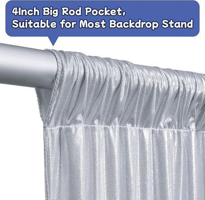 leegleri 20x10ft Thick Silver Glitter Backdrop Curtain Panels for Parties, Wrinkle Free Sequin Sparking Photo Backdrop Drapes, 4 Panels 5x10ft Shimmer Back Drop Cloth for Wedding Birthday Photography