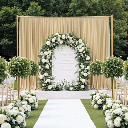 60ftx12ft Wrinkle Free Beige Backdrop Curtain, 12 Panels 12FT Height Beige Wedding Backdrop Drapes, Silky Polyester Back Drop Cloth for Birthday Photography Background Party Backdrop Draping