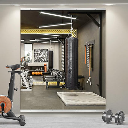Home Gym Mirror for Wall,Mirror Full Length,60"x25"x2PCS,Glass Frameless Body Large Mirror for Home Gym,Workout,Bedroom,Garage(Silver)
