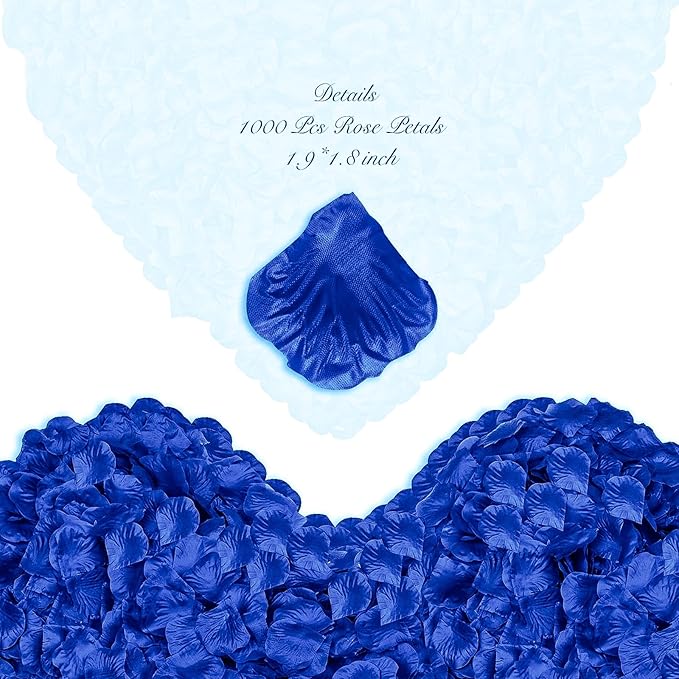 1000Pieces Rose Petals, Artificial Flower Petals Fake Rose Petals for Romantic Night,Wedding,Proposal Anniversary Flower Decorations (Dark Blue) 1