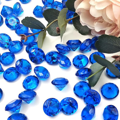 100 pcs Acrylic Diamond Gems, Blue Acrylic Diamonds 1 Inch Faux Diamonds Large Acrylic Diamond Vase Filler Fake Diamonds Decor for Party, Event, Wedding, Arts & Crafts, Birthday Decorations