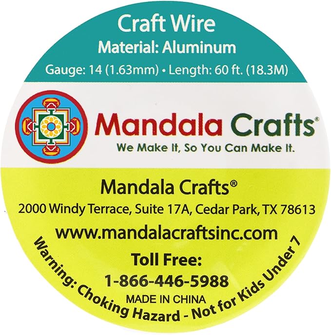 Mandala Crafts 14 Gauge Anodized Aluminum Craft Wire for Jewelry Making - 60 FT Colored Flexible Red Wire - Bendable for Bonsai Armature Crafting Sculpting