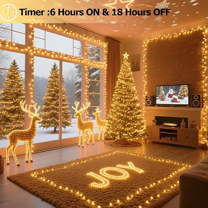 Tcamp 33ft 100LED Battery Operated Christmas Lights Outdoor Indoor, Battery Christmas Tree Lights with Remote Timer, 8 Modes Battery String Lights for Xmas Tree Wreath Bedroom Decor (Warm White)