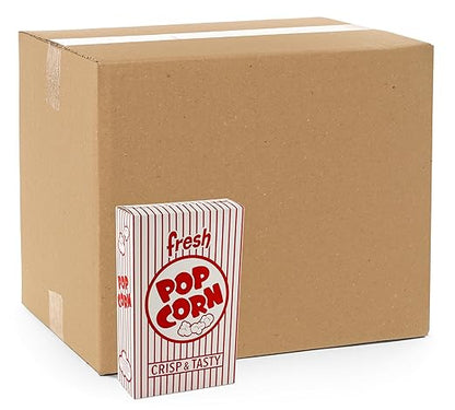 Snappy 3J Red & White Striped Close Top Popcorn Boxes for Movie Night Supplies, Popcorn Boxes Bulk 15000 Count, Movie Night Popcorn Boxes 1.25 oz. Capacity, 4.625” x 2” x 7.5” Popcorn Containers