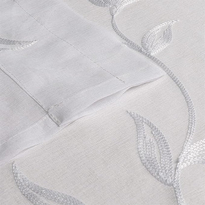 VISIONTEX White Sheer Voile Curtains, Decorative White Embroidery Faux Linen Rod Pocket Window Drapes for Home Kitchen, Living Room and Bedroom 54 x 63 Inch, Set of 2 Curtain Panels