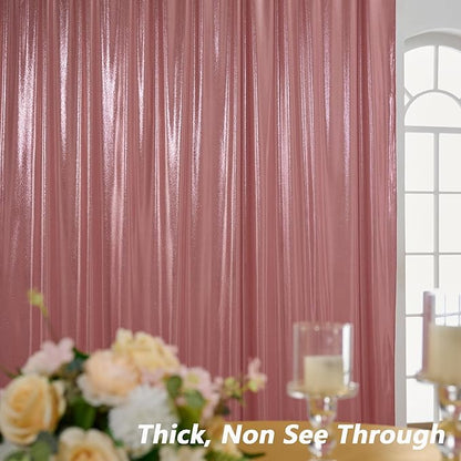 10x10 ft Wrinkle Free Rose Gold Sequin Backdrop Curtain for Parties,Thick Not Fall-Off Glitter Backdrop Drapes,2 Panels 5x10ft Shimmer Photo Back Drop Cloth for Wedding Birthday Photography Background
