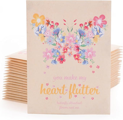 Make Your Heart Flutter 25 Bird and Butterfly Wildflower Seed Packets for Planting, A Beautiful Valentines Day Gift, Bentley Seed Co