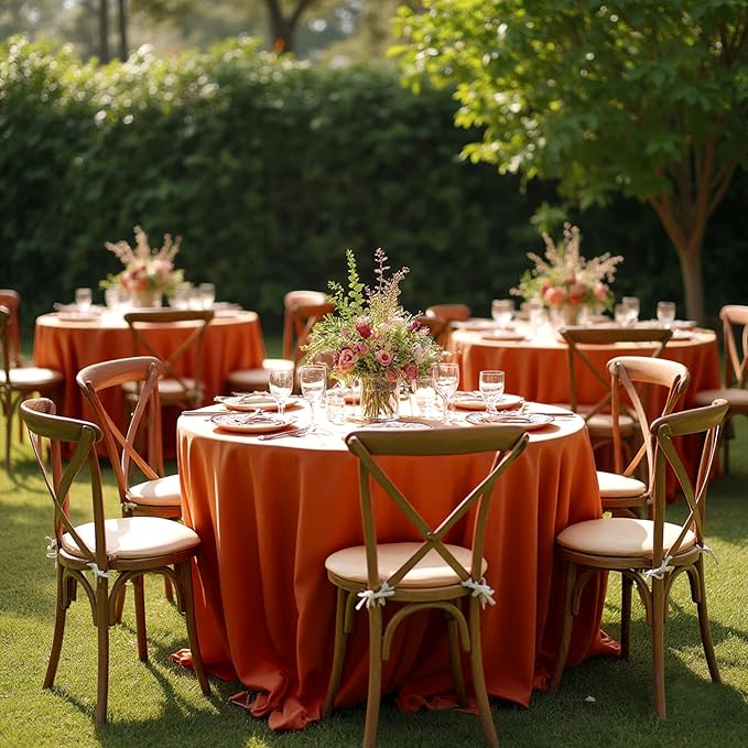 Fitable 6 Pack Rust Round Table Clothes - 70 Inches in Diameter - Stain Resistant and Washable Fall Tablecloths, Polyester Fabric Table Covers for Wedding, Party, Banquet, Gathering
