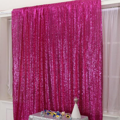 Poise3EHome 6FT x 8FT Sequin Photography Backdrop Curtain for Party Decoration, Hot Pink
