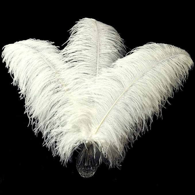 Beige Large Ostrich Feathers Bulk- 16-18 inches 10pcs for Wedding Party Centerpieces,Flower Arrangement and Home Decorations (Beige)