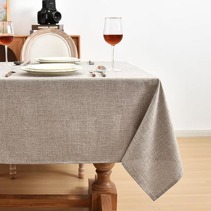 Fitable Linen Textured Tablecloths 2 Pack, Faux Burlap Rectangle Table Clothes for 6 Foot Tables, Rustic Table Covers for Buffet, Banquet, Kitchen Dining, Party, Farmhouse (Nature, 54 x 108 Inch)