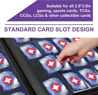 GEAoffice Premium 1000+ Card Binder - Sturdy PU Cover 16 Pocket Trading Card Collection Holder Folders Album for YuGiOh, MTG, TCG, Games&Sports, Purple