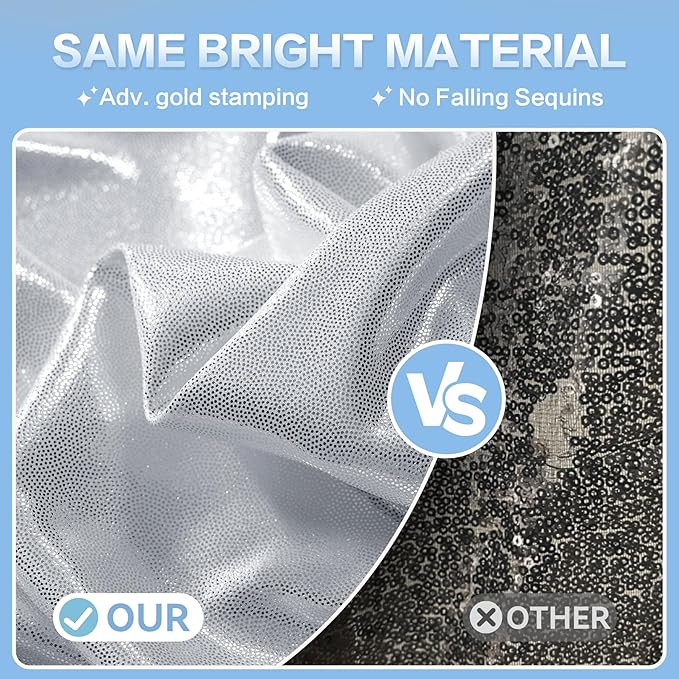 gogoparti 10x10FT Silver Sequin Backdrop Curtain - 2 Panels of 5x10FT Wrinkle-Free Glitter Drapes for Photography, Birthdays, Weddings & Graduations