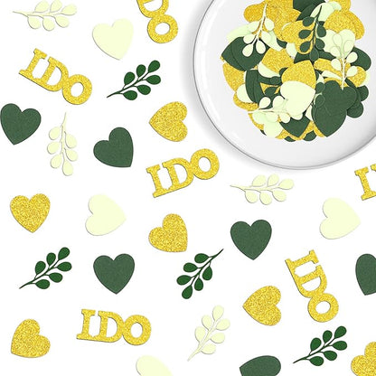 200PC Sage Green Wedding Confetti Wedding Shower Decorations Heart I do Engagement Table Confetti Bridal Shower Bachelorette Party Decorations