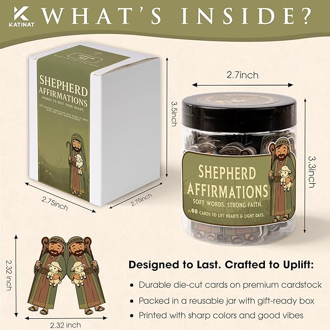 Shepherd Affirmations Jar- Faith & Encouragement Notes, Christian Gifts for Men & Women, Pastor Appreciation Gifts for Men, Pastor Wife Appreciation Gift, Christmas Gift