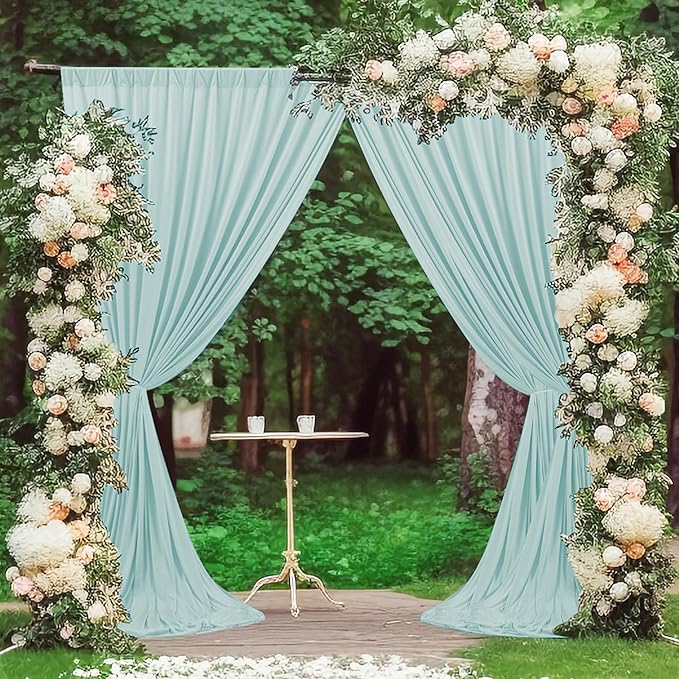 MEETSKY Light Green Backdrop Curtains 10ft x 10ft for Wedding Birthday Baby Shower Photography Backdrop Fabric Curtains Drapes Rod Pocket Light Filtering Window Drapes, 5ft x 10ft, 2 Panels