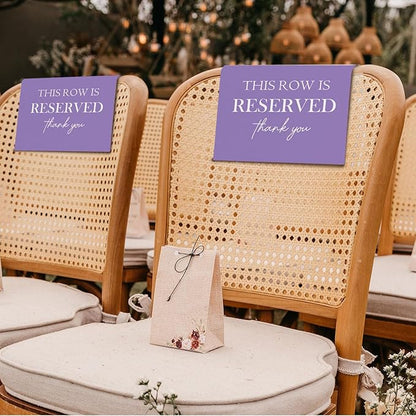 Reserved Seating Chair Signs, This Row Is Reserved Pew Cloths Seating Placeholder for Church Pews, Purple Wedding Decorations for Reception Parties Celebrations Event (Purple, 4 PCS)