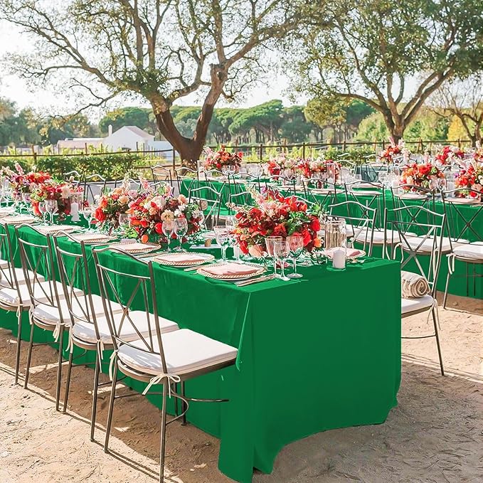 10 Pack Green Tablecloths for 6ft Rectangle Tables 60 x 102 Inch - Polyester Table Cover Stain and Wrinkle Resistant Washable Fabric Table Clothes for Wedding Party Banquet Reception Restaurant