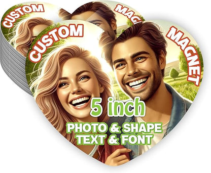 KETABAO – 5" Personalized Heart Magnetic Photo Picture Magnet - Custom Refrigerator and Car Magnets for Decorations and Gifts