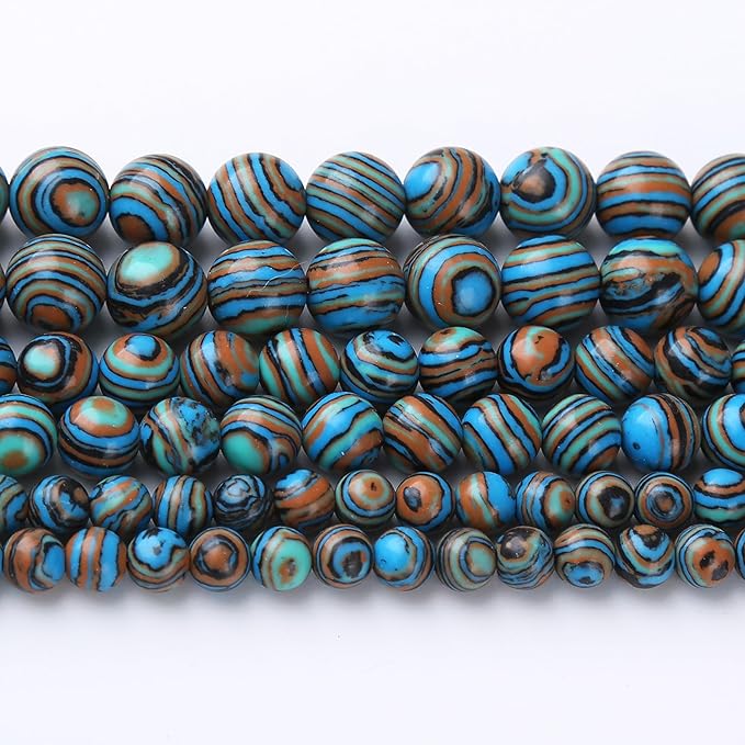 Blue Peacock Turquoise Stone Beads Gemstone Round Crystal Energy Jade Beads Stone Beads for Jewelry Making DIY Bracelet Necklace Jewelry Making 1 Strand 15.5inch 60PCS 6MM