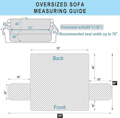 Reversible Oversized Sofa Covers Couch Cover Furniture Protector for Dogs Elastic Straps Water Resistant(XLSofa,White/White)