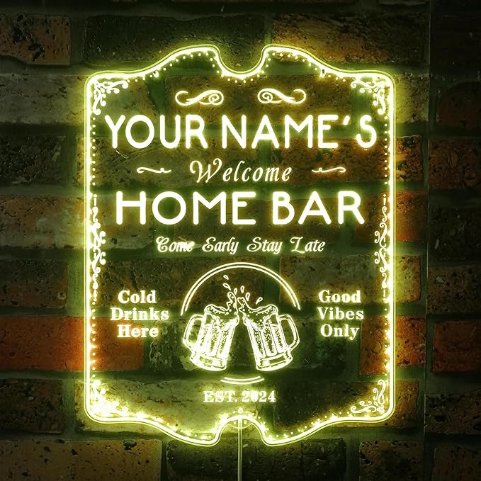ADVPRO Personalized Your Name Home Bar RGB Dynamic Glam LED Sign - Cut-to-Edge Shape - Smart 3D Decoration - Multicolor Signage st06s64-fnd-p11b-tm-c