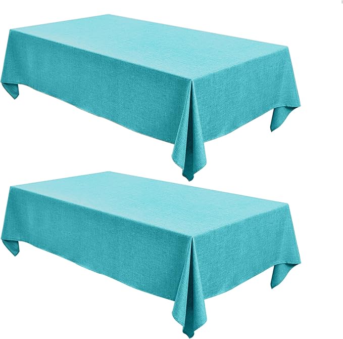 Fitable Square Table Cloth Linen Textured: Water & Stain Resistant Farmhouse Tablecloth, Washable Burlap Table Covers for Kitchen Dining Party(2 Pack, 54x54 Inch, Teal)
