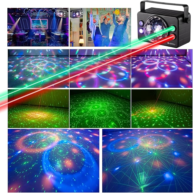 Disco Ball Light Party Lights DJ Disco Lights LED Stage Strobe Light Sound Activated with Remote Control for for Parties Xmas Club Bar Gift Birthday Rave Holiday Christmas Dance Room