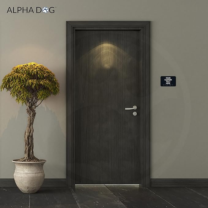 ALPHA DOG ADA SIGNS Custom ADA Compliant Braille Sign, 6"x9" Room Identification Plaque, Tactile Text, Raised Letters, Personalized 4-Line, Indoor/Outdoor, USA-Made (Black)