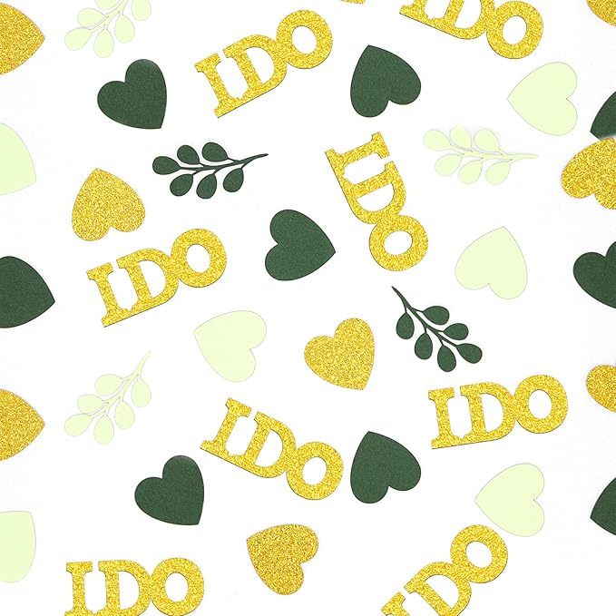 200PC Sage Green Wedding Confetti Wedding Shower Decorations Heart I do Engagement Table Confetti Bridal Shower Bachelorette Party Decorations