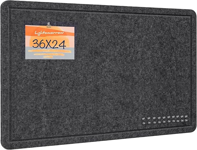 Bulletin Board, 36 x 24 inches Felt Board - Decorative Pin Board, Cork Board Alternative for Wall, 3' x 2' Foldable Picture Board Self-Adhesive Vision Board Prayer Board with 20 Pushpins - Dark Gray
