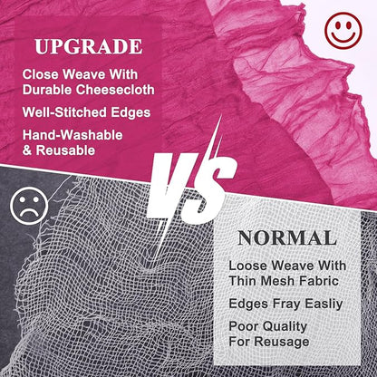 Asee'm 2pcs Cheesecloth Table Runner 120 Inches Long Fuchsia Boho Gauze Cheese Cloth Runner 10FT Rustic Sheer Table Runners for Christmas Wedding Party Baby Shower Spring Easter Decoration