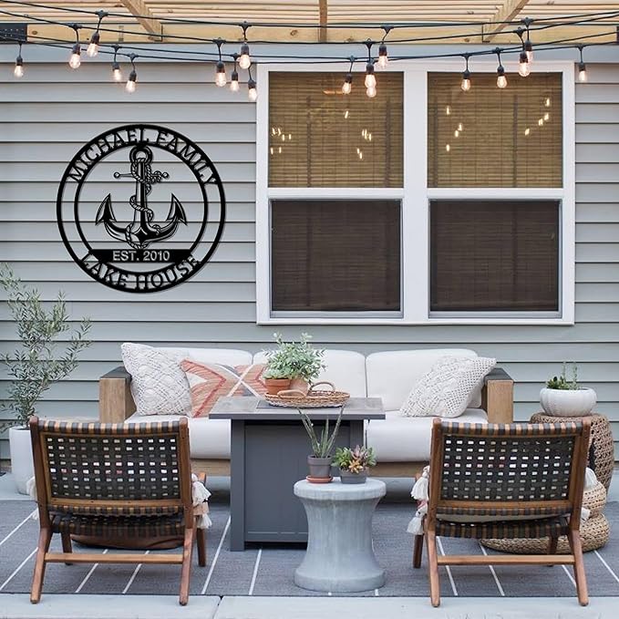Personalized Metal Anchor Sign, Custom Family Last Name Sign, Nautical Outdoor Monogram Wall Art, Coastal Beach House, Lake House Decor, Housewarming Christmas Wedding Gifts