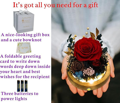 Valley of Rain & Forest Long-Lasting Real Flowers, Unique Floral Gift For you to send Love for All Occasions, for Indoor Decoration (Red Rose, Brown Rose, Black-Red Austin Rose)