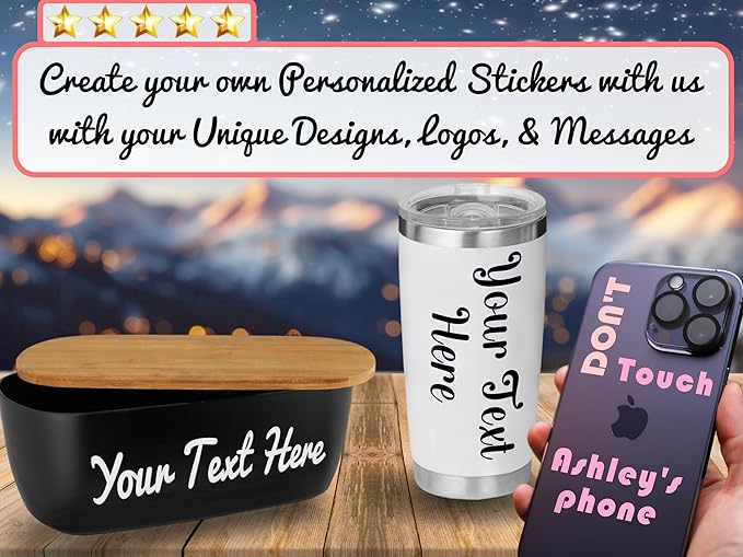 Choose Your Custom Sticker or Magnet ║ (50 Colors + Unlimited Fonts + 55 Sizes) ║ Make Your Own Text or Graphic on Decals or Magnets ║ Waterproof on Car Boat Mugs Window Mailbox ║ Made in The USA