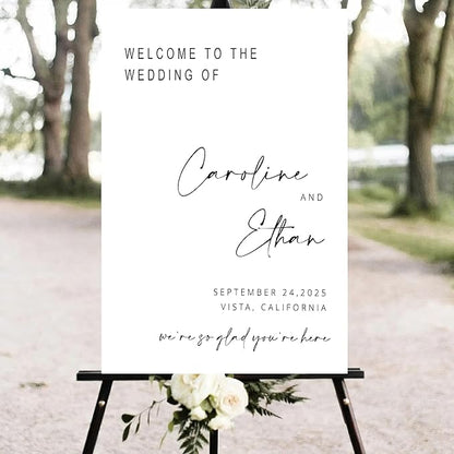 Generic Personalized Wedding Welcome Sign, 18x27 inches, Plastic, Modern Style, Wedding Event Guestbook