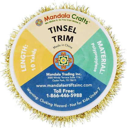 Mandala Crafts Gold Tinsel Garland - Thin Metallic Foil Glitter Mini Garland for Christmas Tree, Party, Wedding Decor, and Holiday Decorations