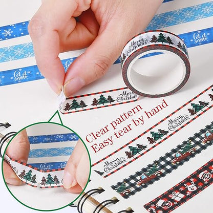TaoBary 33 Rolls Holiday Plaid Washi Tape, 15 mm Seasonal Washi Tape Set Bohemian Colorful Vintage Cute for Card Wrapping Craft(Cute Style)