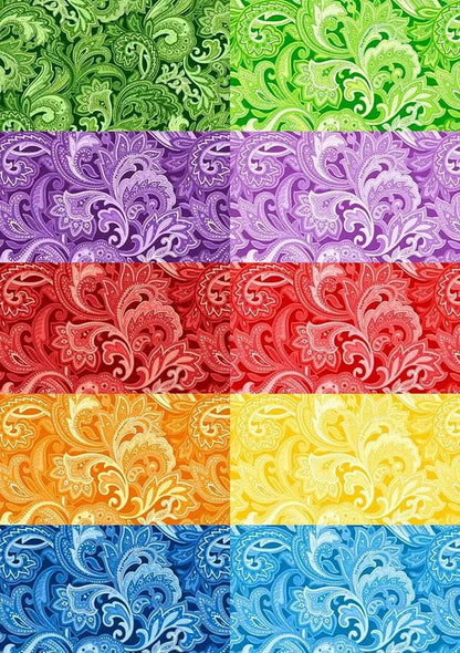 5"x 5" 50 PCS 100% Cotton Floral Fabric Squares Bundles Quilting Supplies for Sewing DIY & Quilt Beginners— Paisley