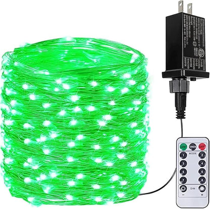 66Ft 200 LED Fairy Lights Plug in, Waterproof with Remote Outdoor 8 Modes Christmas Lights Bedroom Decor, Twinkle Light with Timer for Bedroom St. Patrick's Day Easter Christmas Decorations (Green)