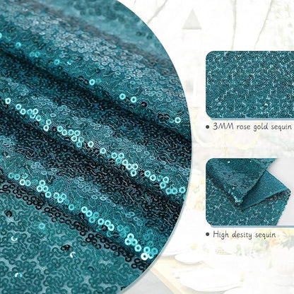 Eternal Beauty Teal Table Runner , 5PCS-12X108 Sequin Table Runner Decorations for Birthday Parties, Banquets, Graduations,Christmas