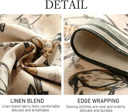 ISAENNE Designer Vintage Beige Linen Table Runner 71 Inches Long,Elegant Floral and Bird Pattern Decor Table Runners for Dining Tables,Thanksgiving,Christmas,Banquet,Party,12"*71"-Murad A