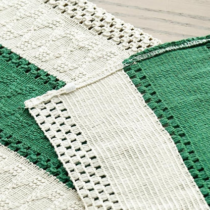 Artoid Mode Dark Green Farmhouse Rustic Table Runner, Seasonal Holiday Hollow Kitchen Dining Table Decoration for Home Party Decor 12x90 Inch