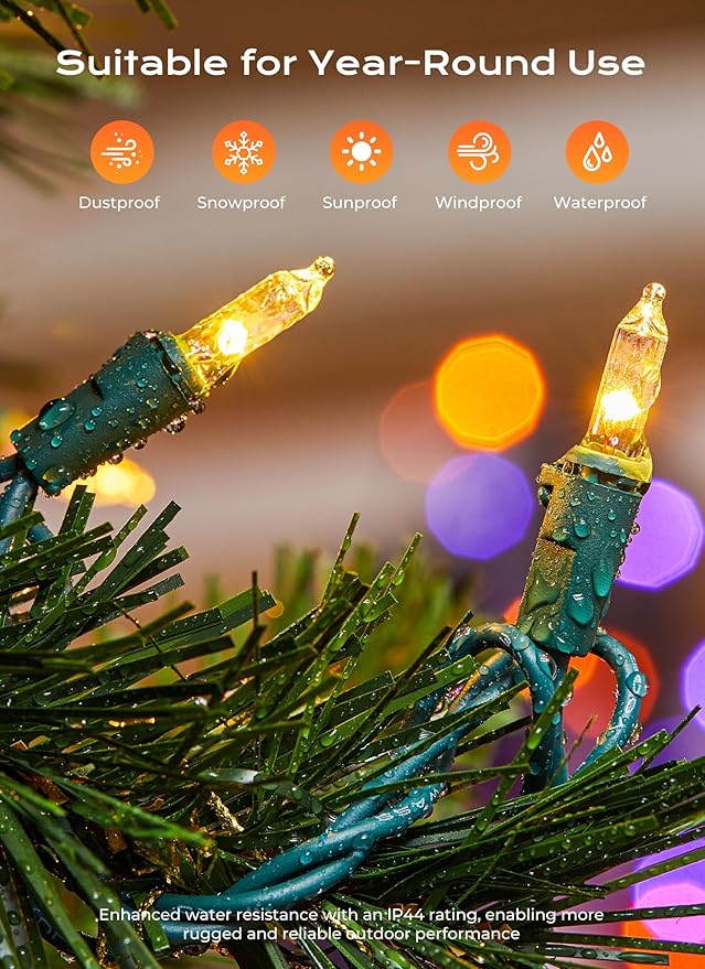 Minetom LED Clear Christmas String Lights, 200 Count 66 Feet LED Christmas Lights Bulb, Christmas Decorations Indoor, White Christma Tree Lights for Indoor Outdoor Xmas Wedding Party Festival