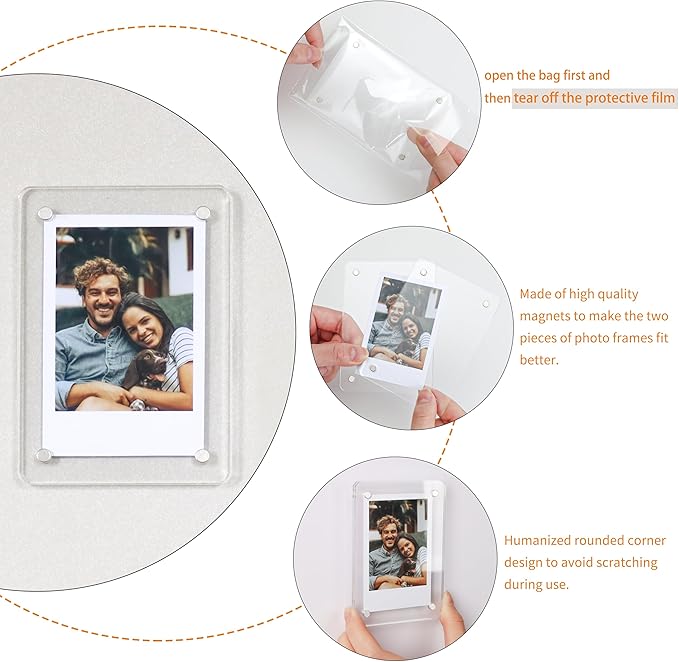 4x6 Acrylic Magnetic Picture Frames Refrigerator, Clear Magnetic Fridge Photo Frame Compatible with Polaroid Camera Photos for Home/Kitchen Refrigerator/Locker/Cabinets/Wall, 6 Pack