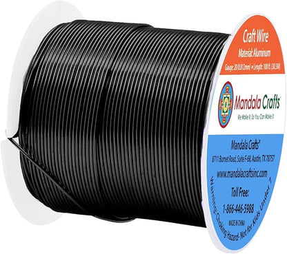 Mandala Crafts 12 14 16 18 20 22 Gauge Anodized Jewelry Making Beading Floral Colored Aluminum Craft Wire (20 Gauge, Black)